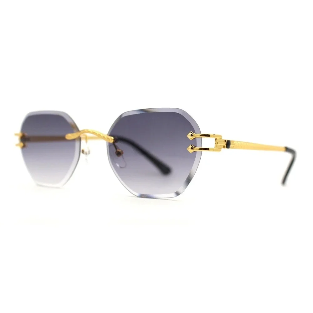 Frameless Women Fashion Black Gradient Sunglasses Vintage Classic Female UV400